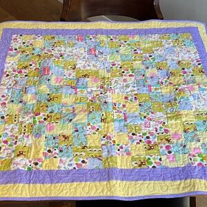 Handmade. Colorful Patchwork Kids Flannel Quilt